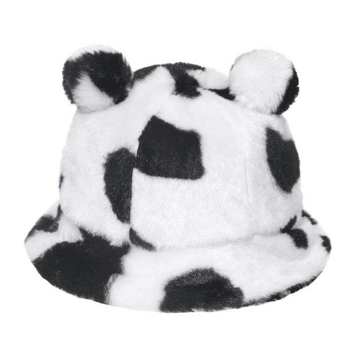 Leopard Print Bear Ear Ball Plush Fisherman Hat - MRSLM