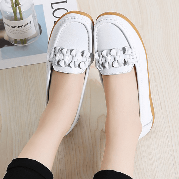 Women Bowknot Stitching Decor Comfy Slip Resistant Casual Loafers - MRSLM