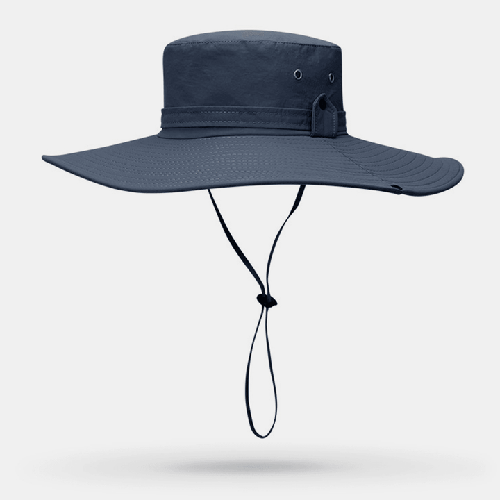 Men Wide Brim 12CM Outdoor Fishing Climbing UV Protection Sunshade Wear-Resistant Breathable Bucket Hat - MRSLM