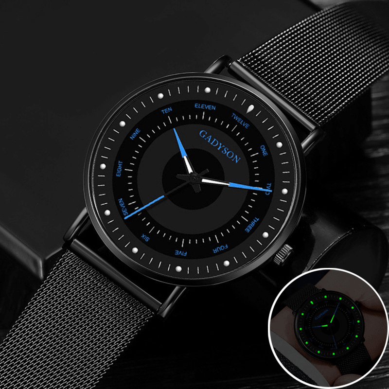 GADYSON A0902 Fashion Men Watch Luminous Display Simple Business Stainless Steel Strap Quartz Watch - MRSLM