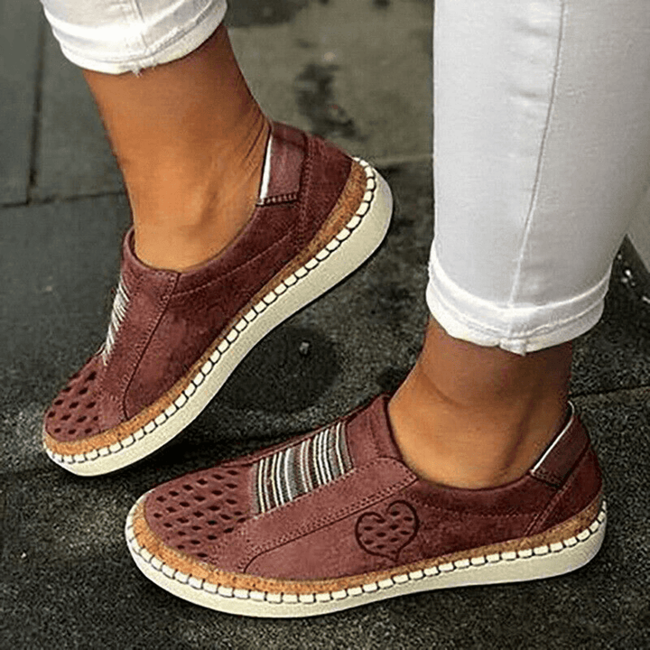 Women Casual Hollow Out Breathable Slip on Flats - MRSLM