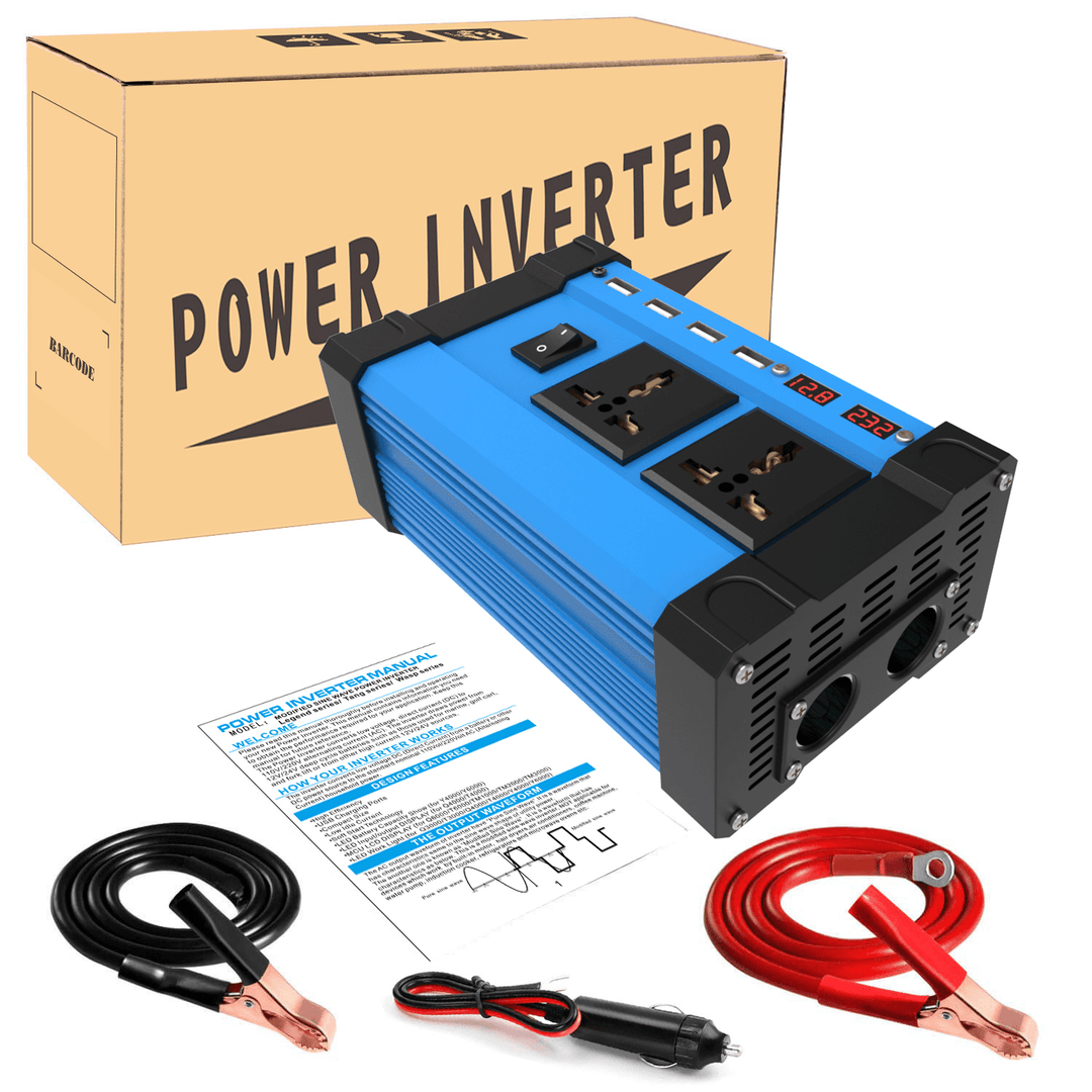 4000W Peak LCD Power Inverter DC 12V - AC 110V/220V Car Inverter 2 Socket 4 USB Charger - MRSLM