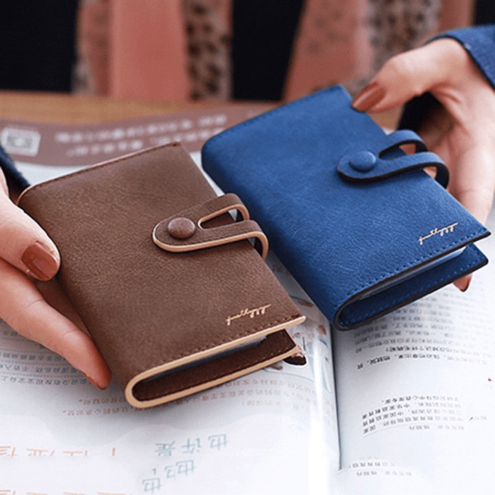 Women PU Solid Short Wallet 20 Card Slot Card Holder Concise - MRSLM