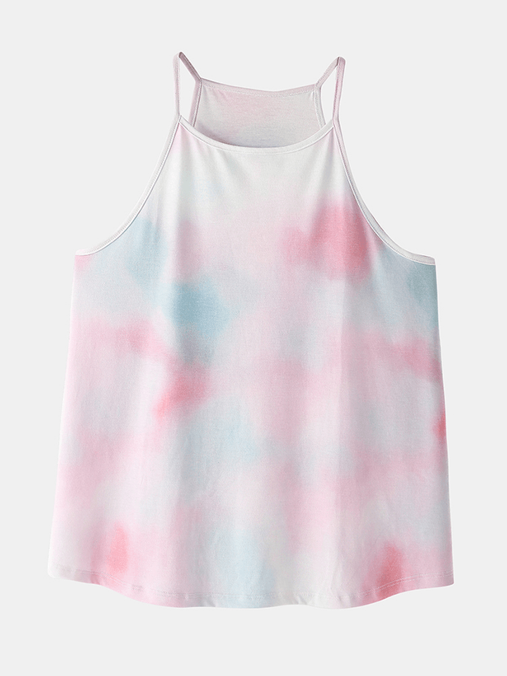 Women Tie Dye Colorful Gradient Sleeveless Casual Pajama Set - MRSLM