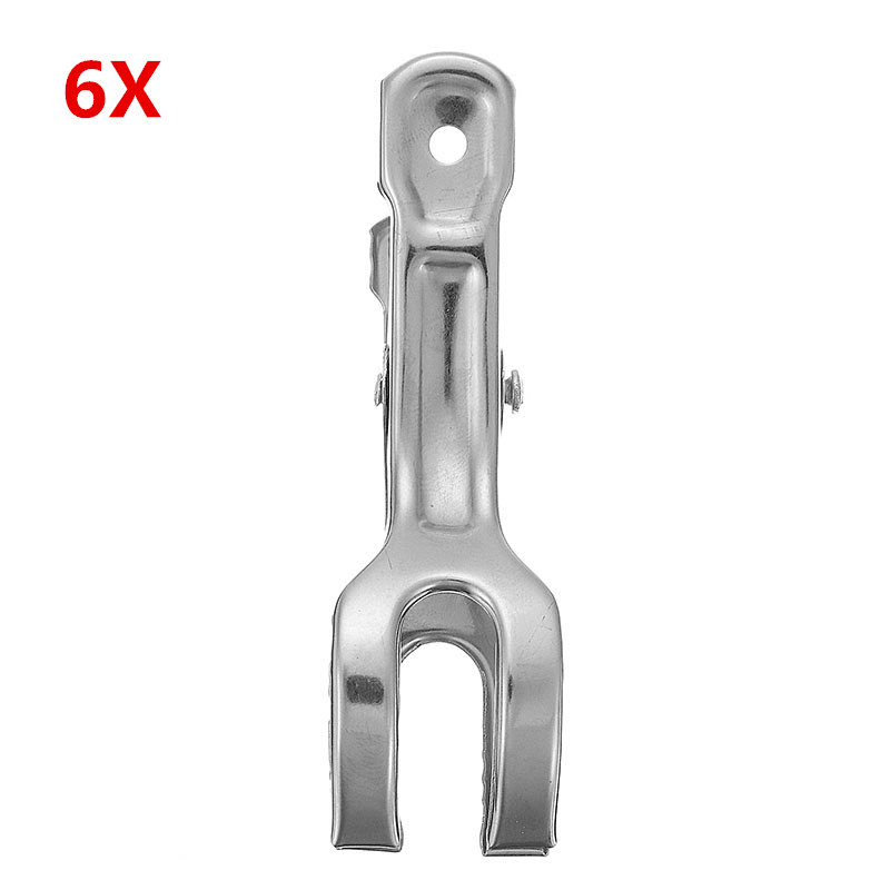 6Pcs 8.5Cm Stainless Steel Clothes Clips Double Strong Medium Size Socks Towels Pegs Pins - MRSLM