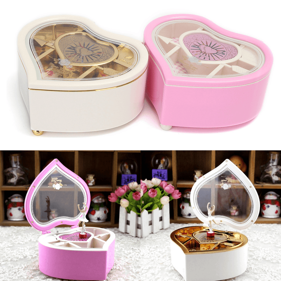 Kid Heart Shaped Jewellery Music Box Ballerina Xmas Toy Gift Home Decor - MRSLM