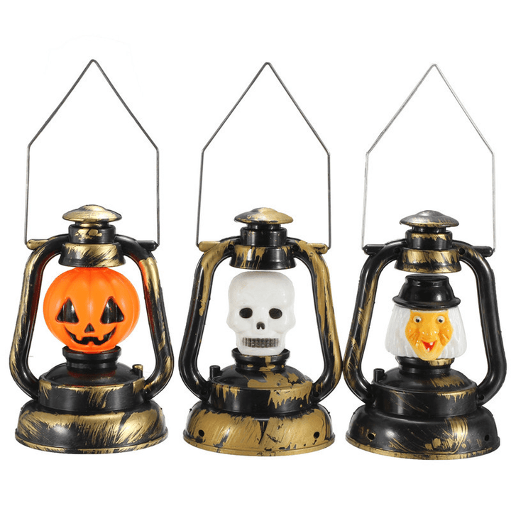 Halloween Pumpkin Skull Witch Lantern Lamp with Light Laughter - MRSLM