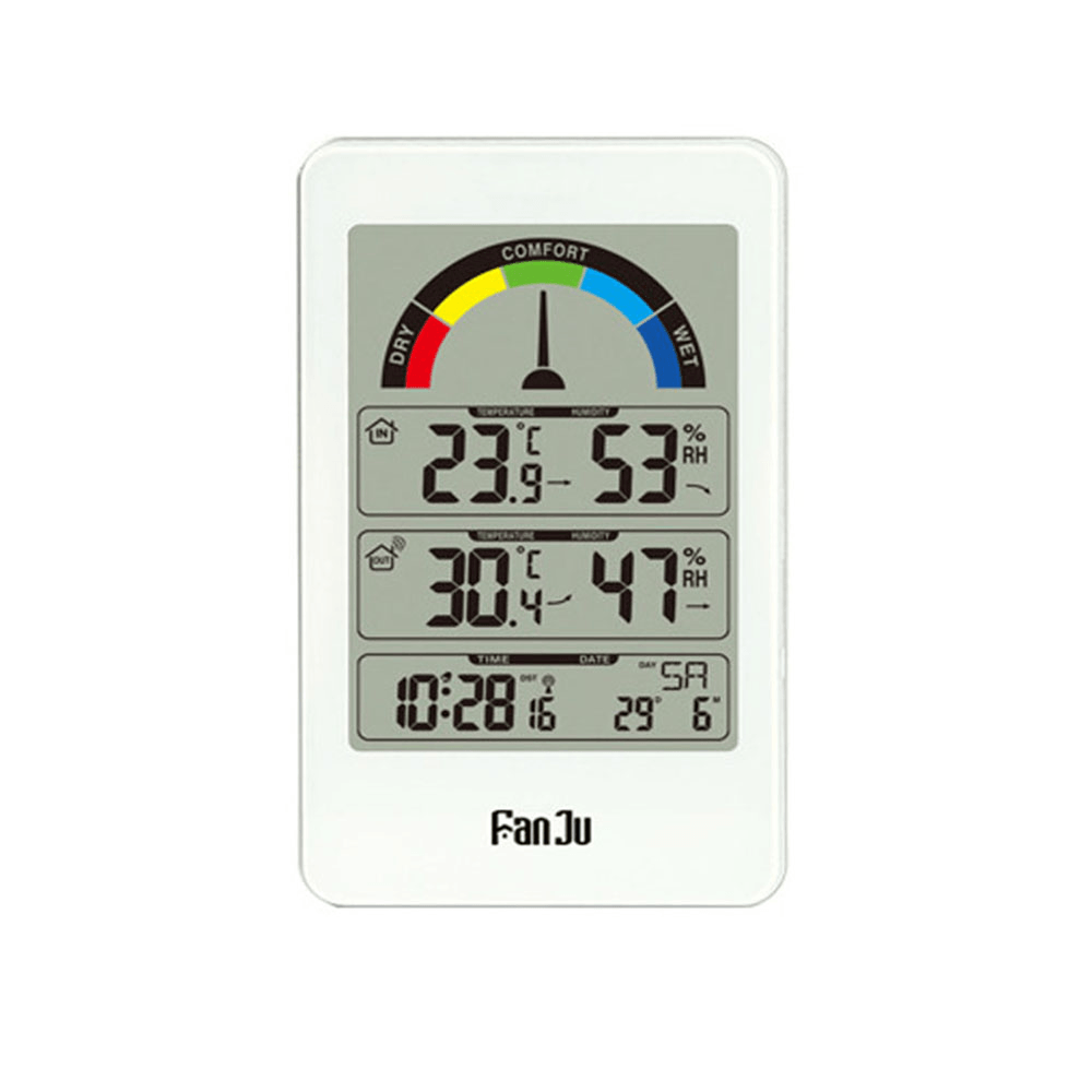 Fanju FJ3356 LCD Digital Weather Station Clock Household Indoor Outdoor Temperature Humidity Meter Weather Clock Electronic Alarm Clock - MRSLM