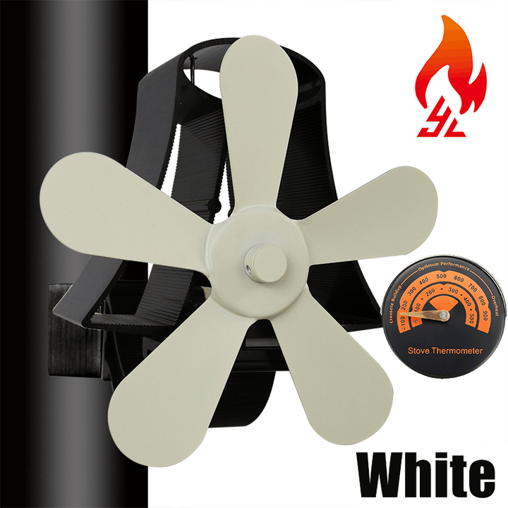 Ipree® 5 Blades Fireplace Fan Thermal Heat Power Stove Fan Wood Burner Fan - MRSLM