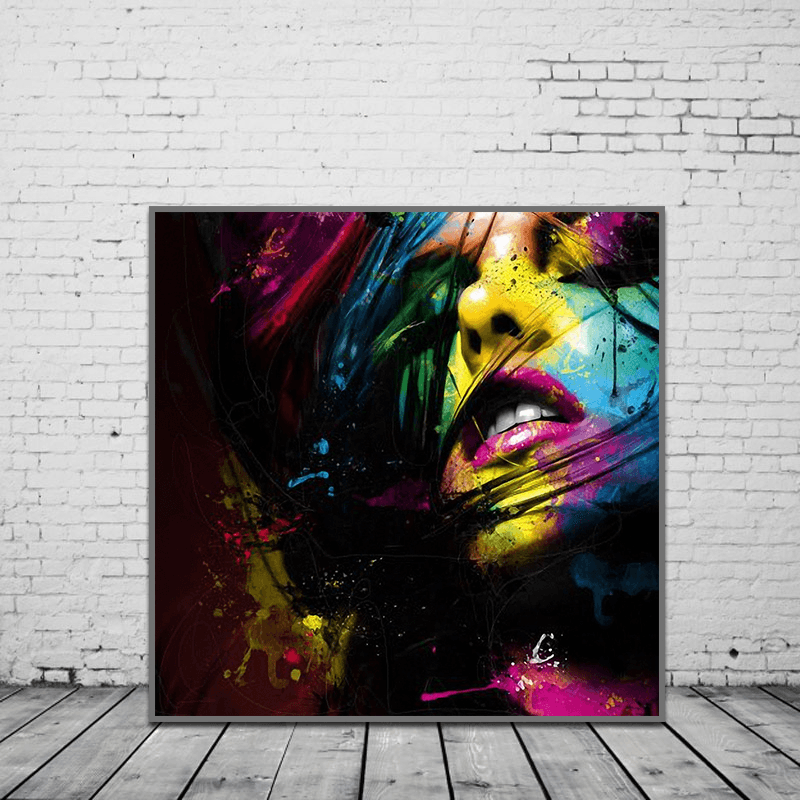 Miico Hand Painted Oil Paintings Abstract Colorful Girl Wall Art for Home Decoration Painting - MRSLM