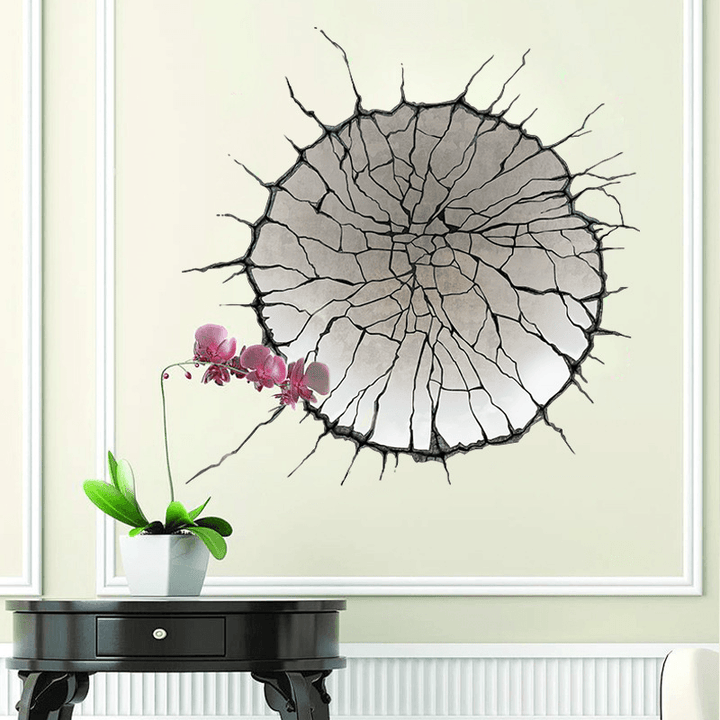 Miico Creative 3D round Broken Wall PVC Removable Home Room Decorative Wall Door Decor Sticker - MRSLM