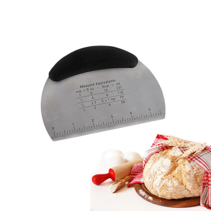 Stainless Steel Kitchen Dough Scraper Chopper Pastry Cutter with Measuring Scale Bakeware Tool - MRSLM