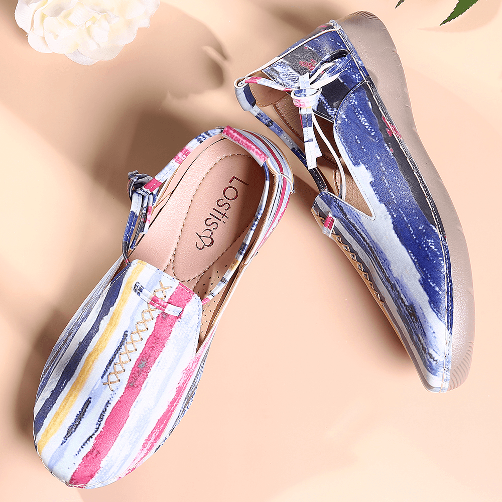 Lostisy Lace up Multicolor Comfy Soft Walking Casual Loafers - MRSLM