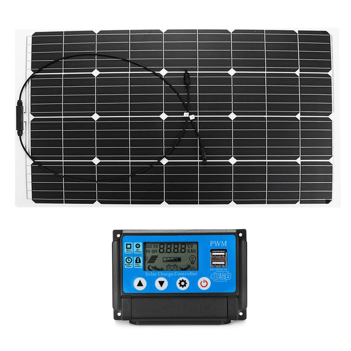 120W 18V Monocrystalline Silicon Semi-Flexible Solar Panel for Car Boat Battery Charge with 10A Solar Controller - MRSLM