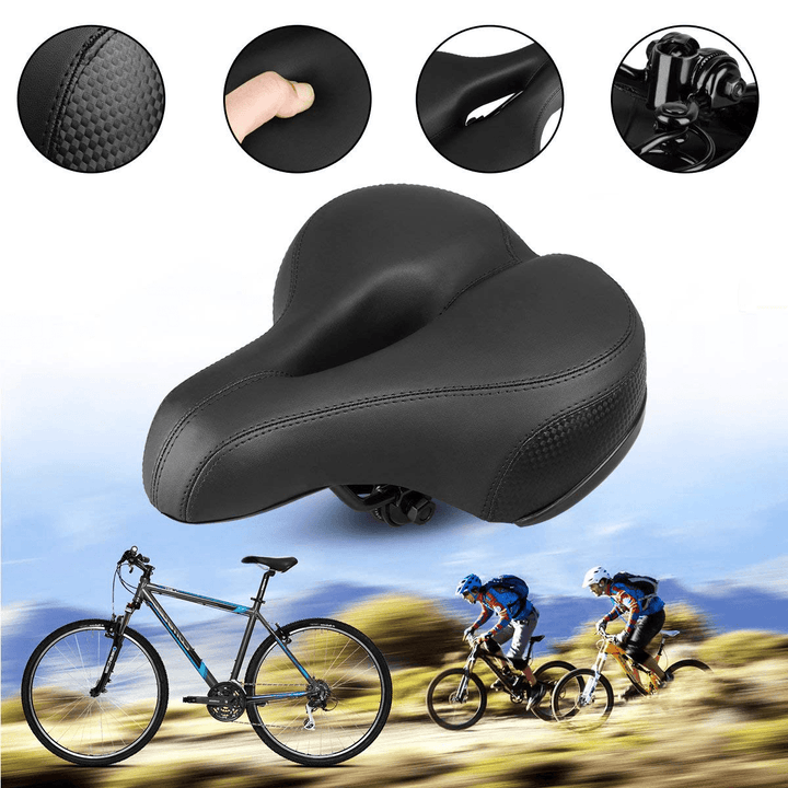 City Wheel Super Soft Elastic Thickened Widened Cushion Reflective Stripe Touring Mountain Bike Saddle - MRSLM