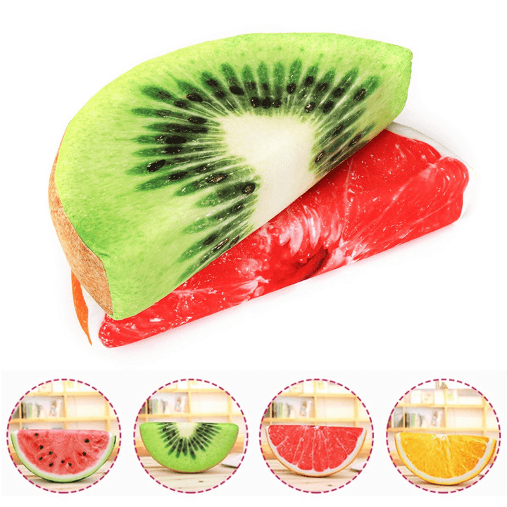 Semi-Circular Watermelon Grapefruit Orange Kiwifruit Simulation Fruit Plush Doll Summer Relief Nap Pillow Toys - MRSLM