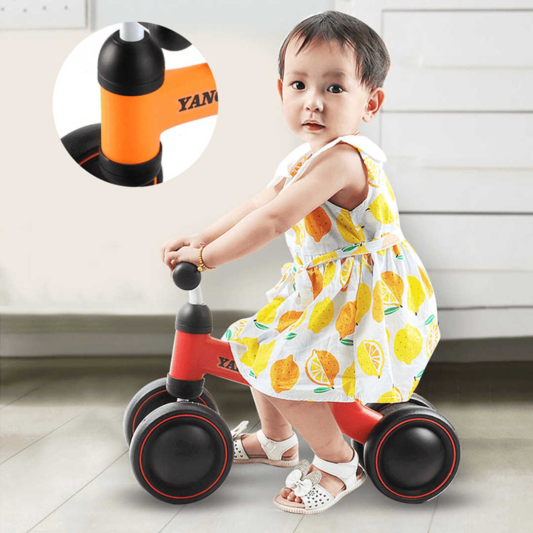 4 Wheels Kids Toddler No Pedal Bike Tricycle Bicycle Beginner Training Balance Bike Outdoor Cycling - MRSLM