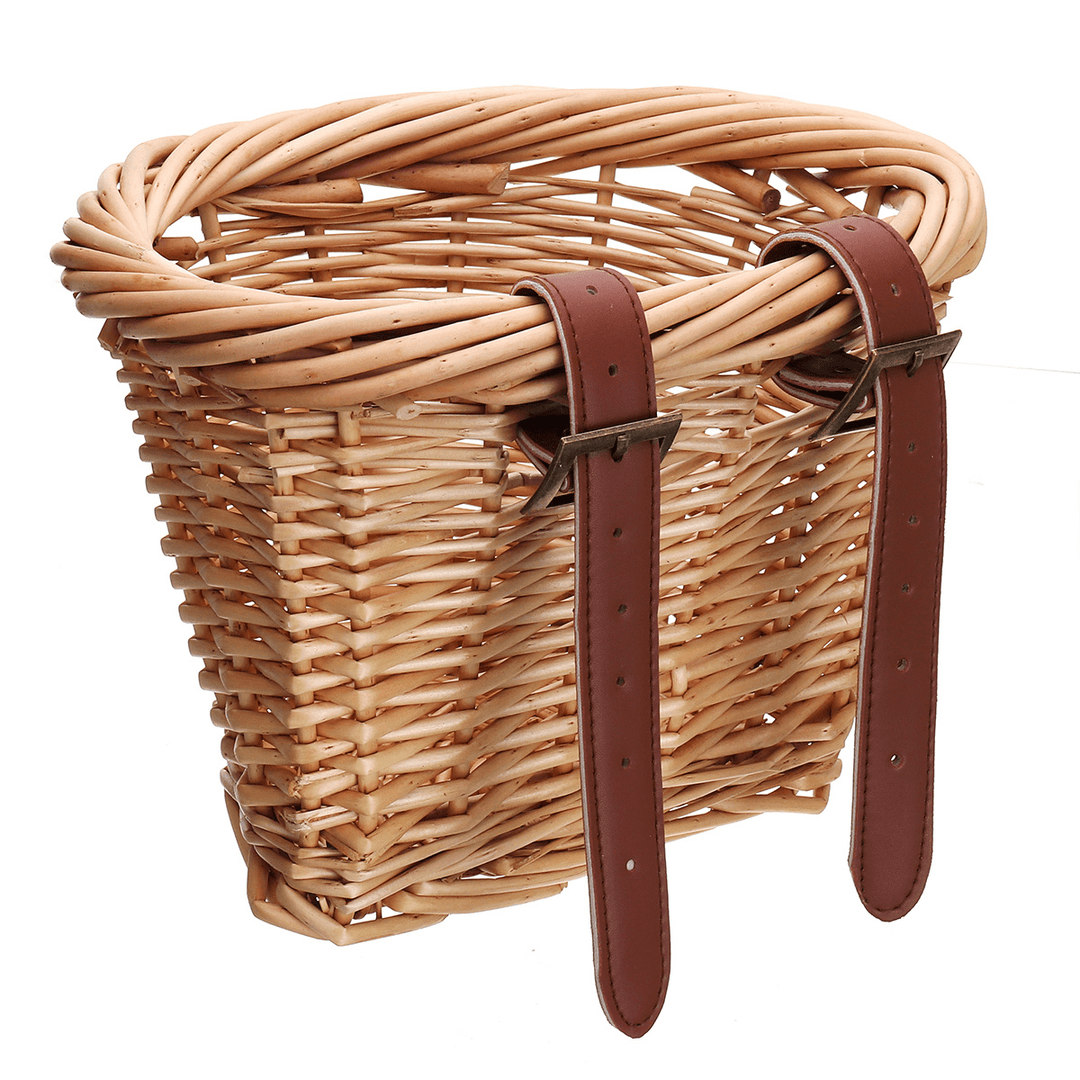 Travel Carry Bag Carrier Bike Wicker Bicycle Front Basket Bike Basket Dog Cat Pet Seat Carrier - MRSLM