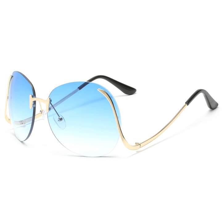 Rimless round Sunglasses, Big Frame Ocean Piece, Fashion Ladies Bent-Leg Sunglasses - MRSLM