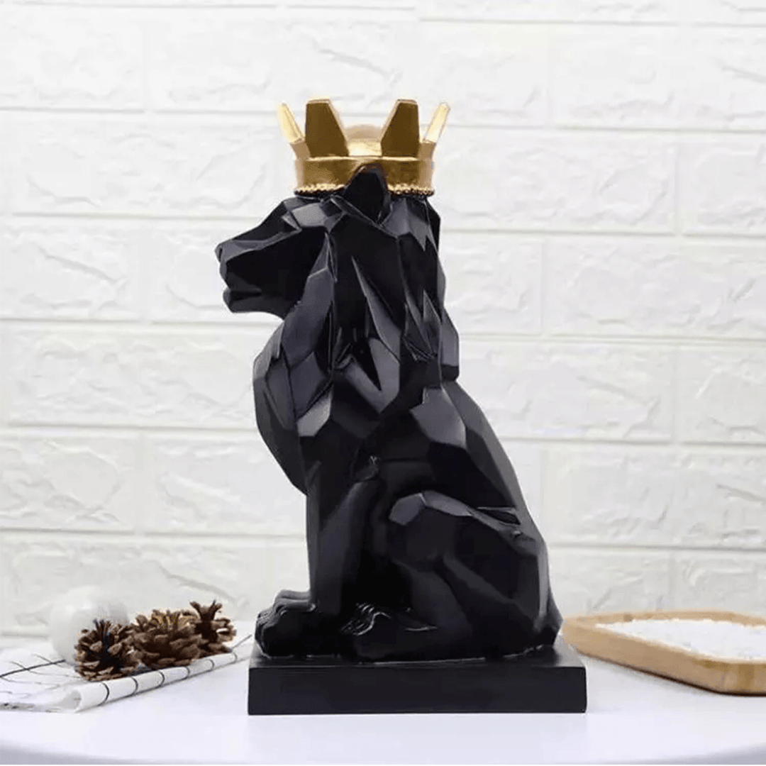 Nordic Handsome Crown Lion Resin Statue Handicraft Home Decor Sculptures Gift - MRSLM