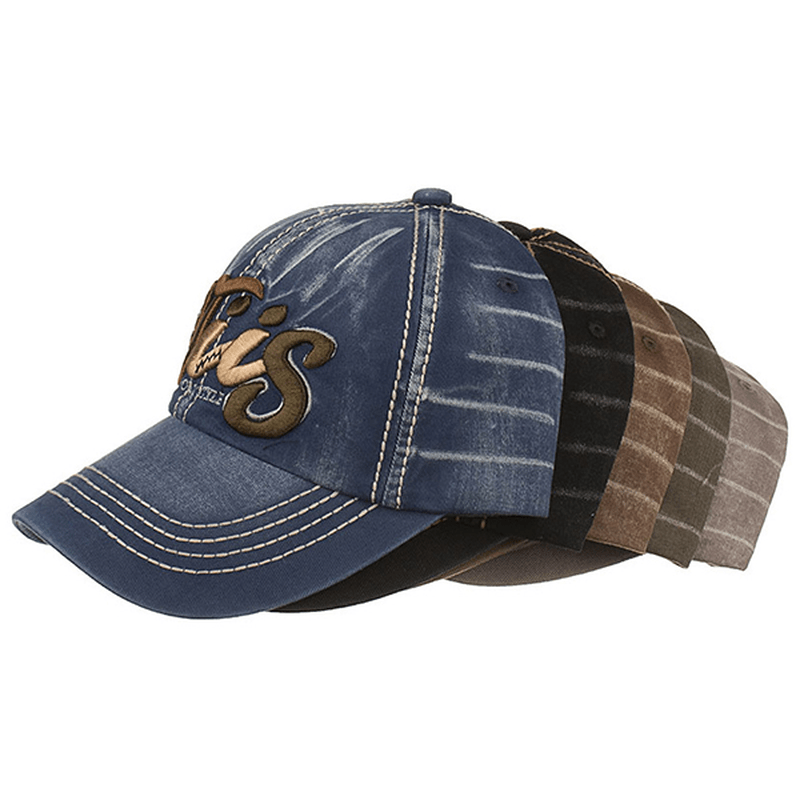 Men Denim Letter Pattern Sunshade Baseball Cap - MRSLM