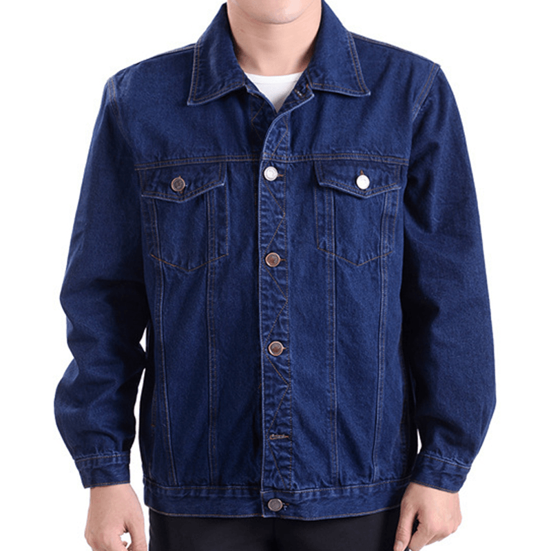 Mens Cotton Welder Anti-Static Tooling Overalls Turn down Collar Denim Coats - MRSLM