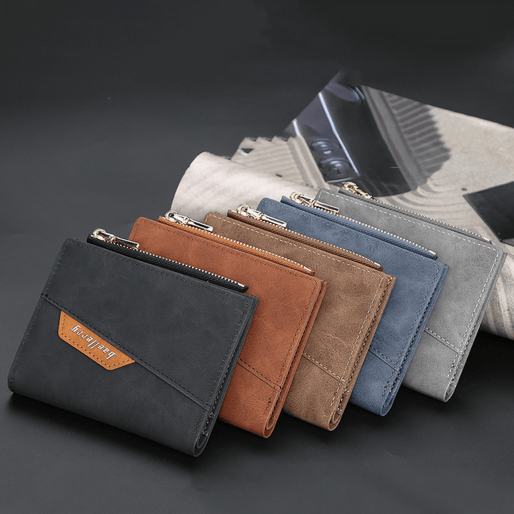 Men PU Leather Multi-Card Slot Casual Thin Money Clip Card Holder Wallet - MRSLM