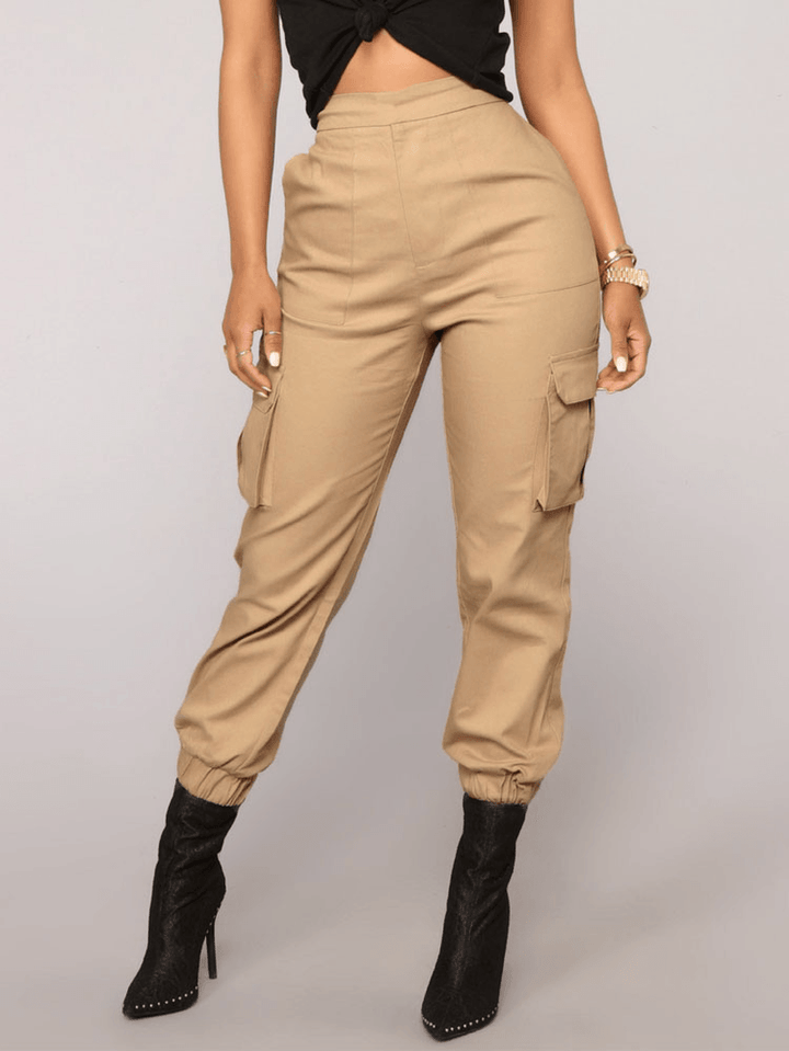 Solid Color High Elastic Waist Casual Harem Pants - MRSLM