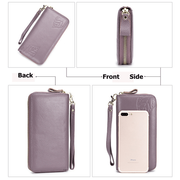 RFID Genuine Leather 6Inch Phone Bag Long Wallet - MRSLM