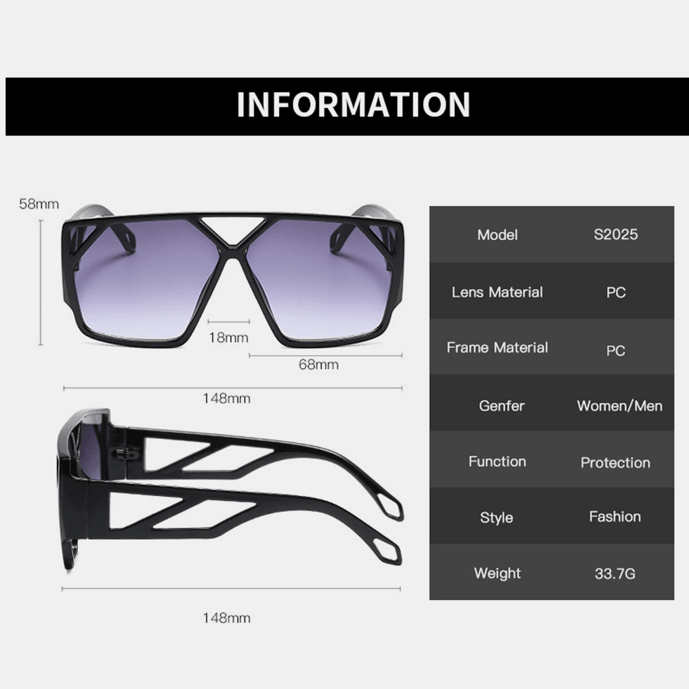 Women Retro Oversized Frame Fashion Personality Hallow Out Sunglasses - MRSLM