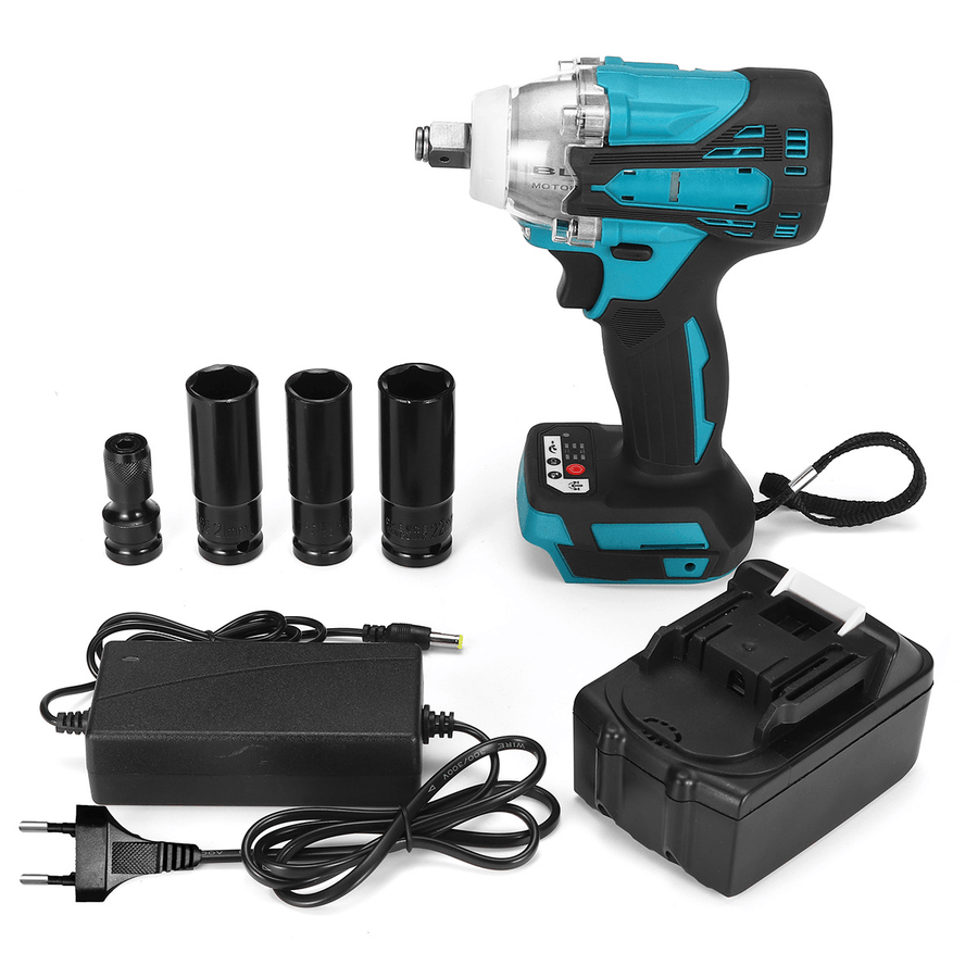 2 In1 18V 800N.M. Li-Ion Brushless Cordless Electric 1/2" Wrench 1/4" Screwdriver Drill - MRSLM