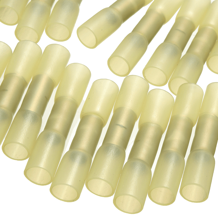 100Pcs Yellow 12-10AWG Heat Shrink Butt Wire Crimp Connector Electrical Terminal - MRSLM