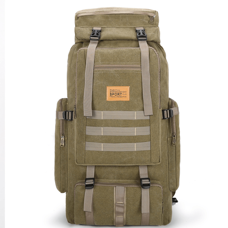 Ipree® 80L Canvas Tactical Backpack Waterproof Travel Bag Unisex Hiking Climbing Rucksack - MRSLM