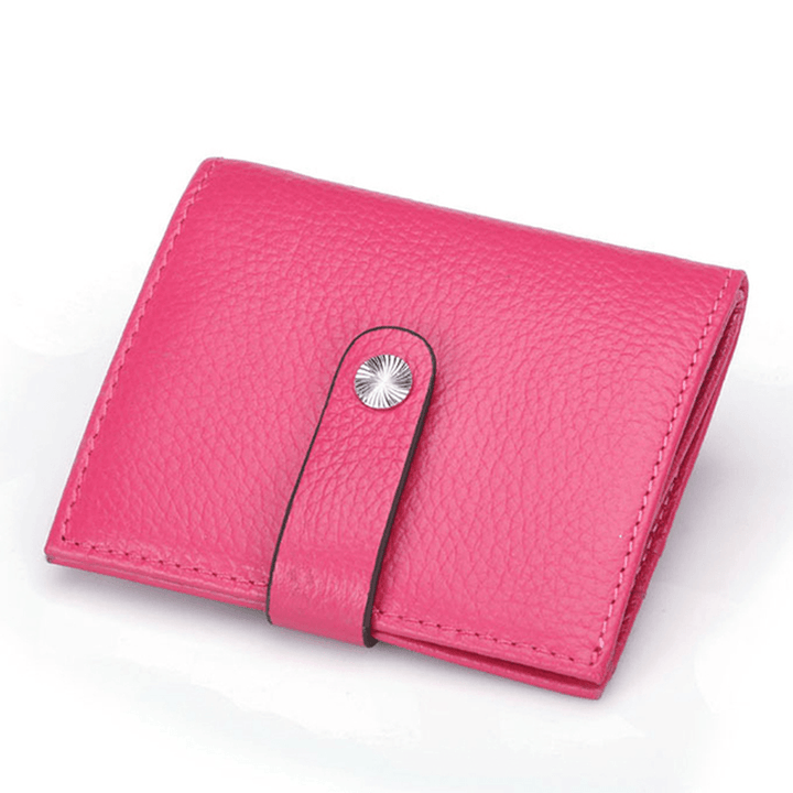 Women Hasp Short Wallets Genuine Leather Purse Card Holder Coin Bags - MRSLM