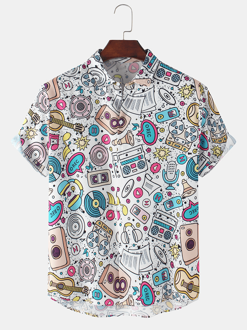 Mens Funny Multi Abstract Patterns Cartoon Short Sleeve Causal Shirts - MRSLM