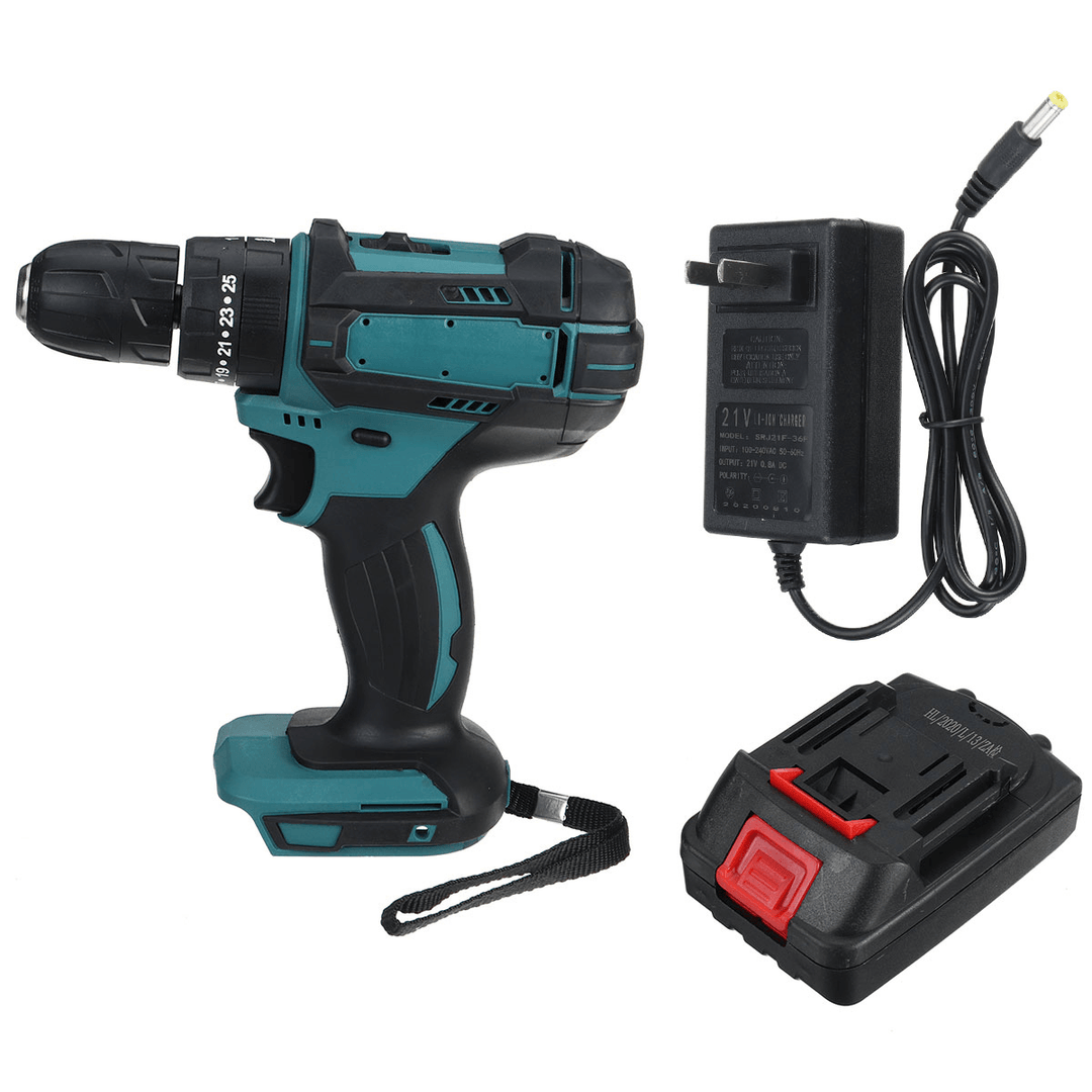 18V Electric Drill Rechargeable Screwdriver Flat Drill Impact Wrench W/ None or 1Pc or 2Pcs Battery - MRSLM