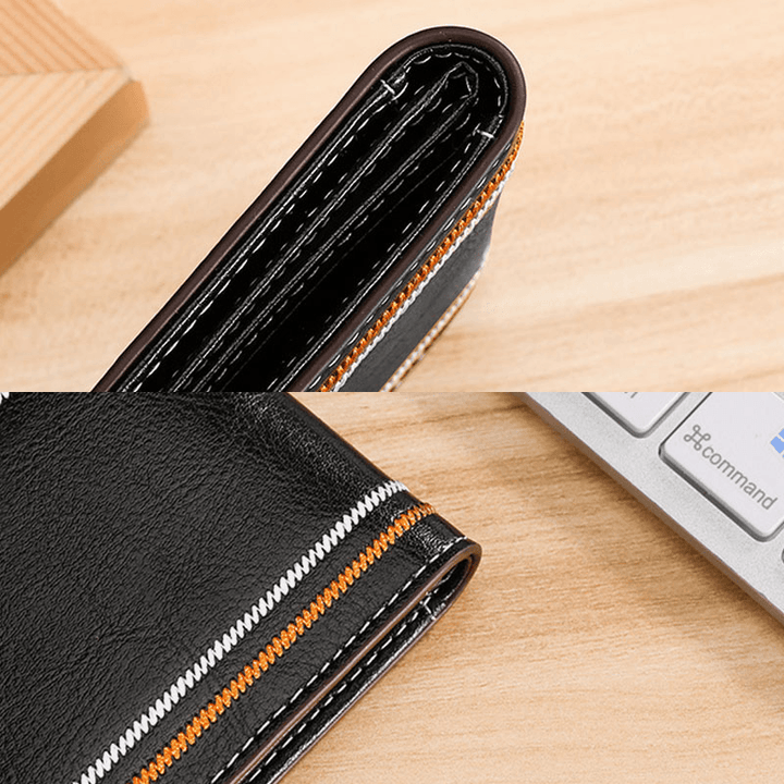 Men Genuine Leather Daisy Pattern Hasp Multifunction Certificate Bag Card Holder Coin Purse Money Clip Cowhide Wallet - MRSLM