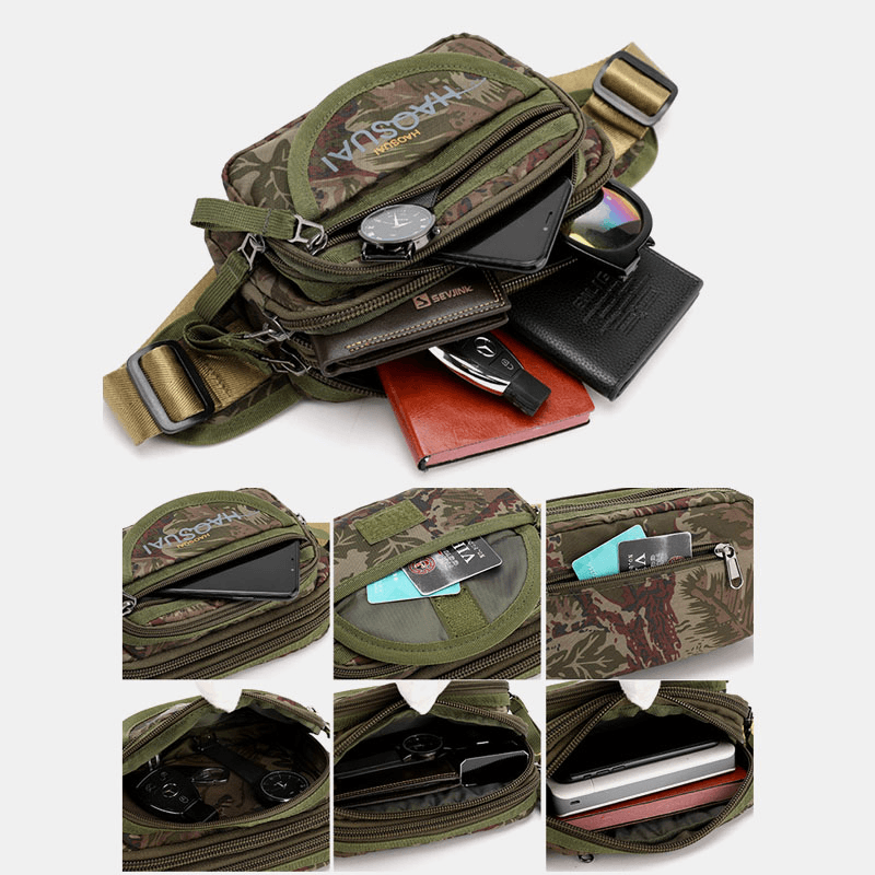 Men Waterproof Multi-Pocket Camouflage Outdoor Chest Bag Belt Bag Sling Bag - MRSLM