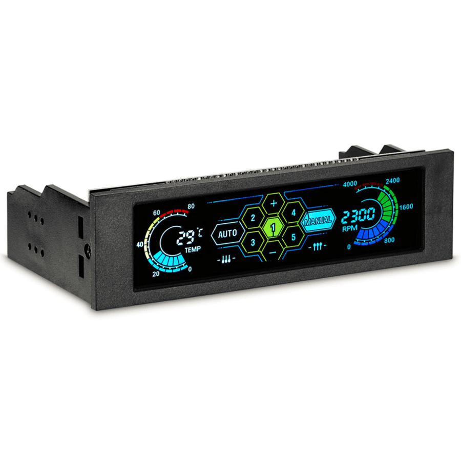 5.25" Color Display Drive Bay PC Computer CPU Cooling LCD Front Panel Temperature Controller Fan Speed Control for Desktop - MRSLM