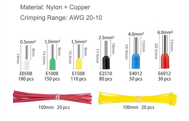 Paron JX-M1687TS Crimper Plier Hexagonal Tube Terminal Crimper Cold Crimper Tube Type Crimper Tools Kit with 850Pcs Terminals - MRSLM