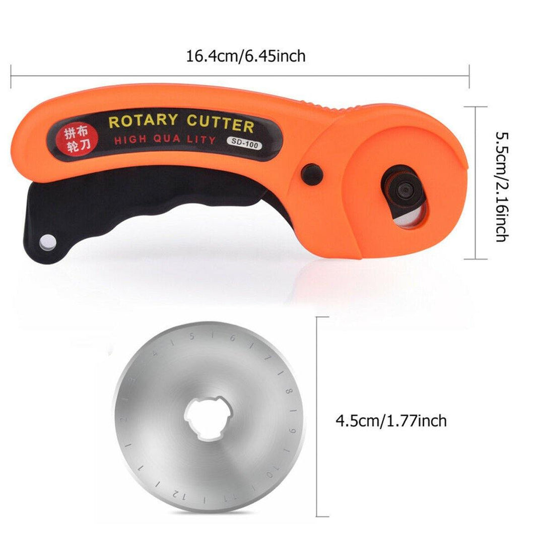 45mm Round Rotary Cutter Sewing Quilting Roller Fabric Cutting Tool + 10x Bllades - MRSLM
