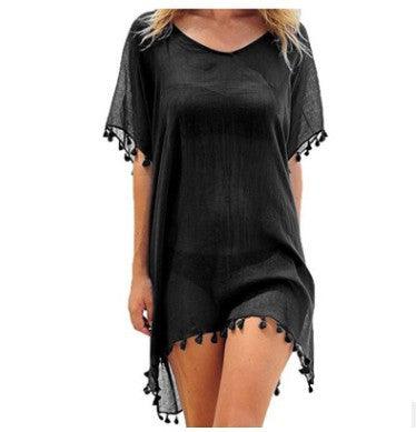 Women Blouses Loose Chiffon Dress Summer Beach Tunic Cover-Up Shirt - MRSLM