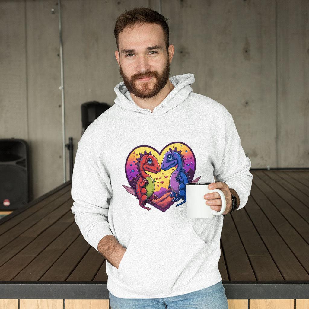 Dinosaurs in Love Hooded Sweatshirt - Art Hoodie - Unique Hoodie - MRSLM