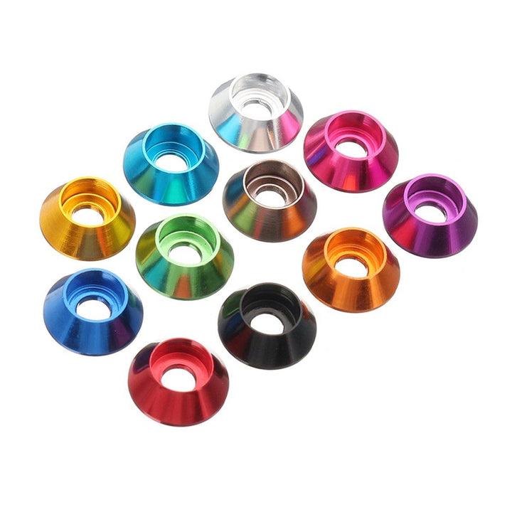 Suleve™ M4AN6 10Pcs M4 Cup Head Hex Screw Gasket Washer Nuts Aluminum Alloy Multicolor Optional - MRSLM