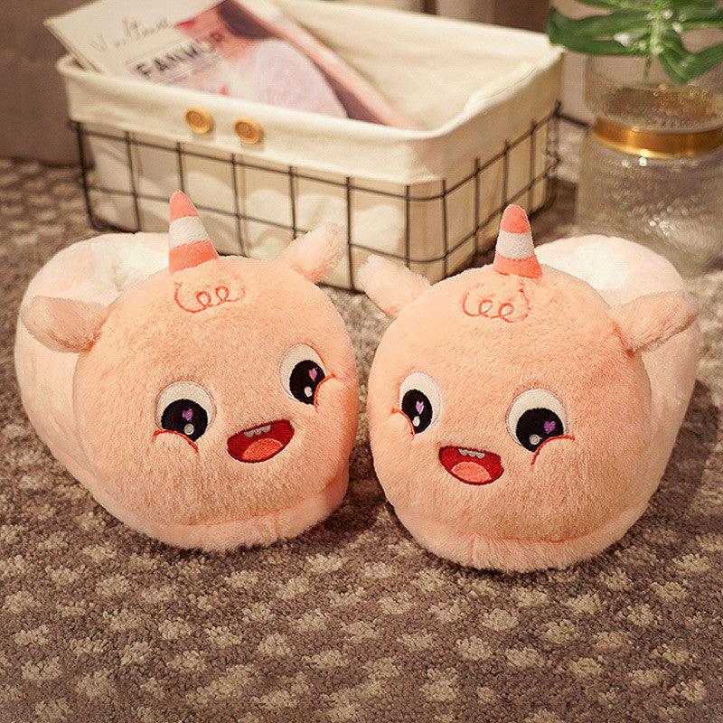 Household Bag With Cute Plush Cotton Slippers - MRSLM