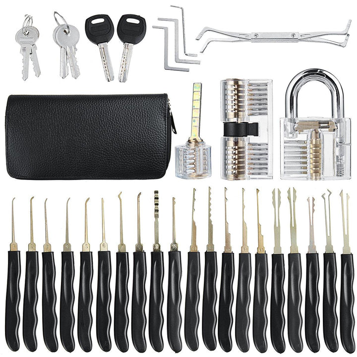 15Pcs/24Pcs Lock Unlocking Picking Tool Set With 3 Transparent Practice Training Lock - MRSLM