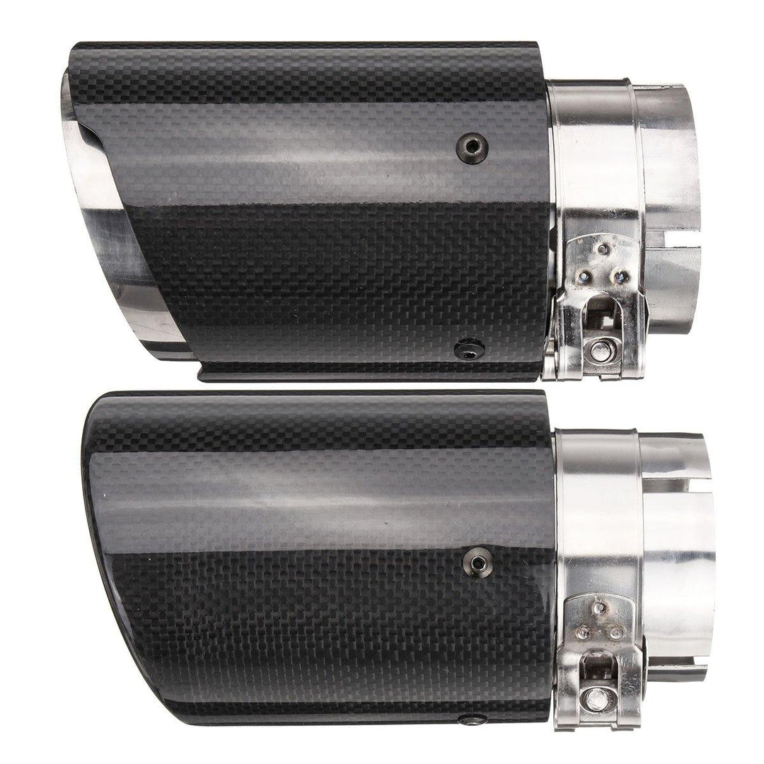 66mm 89mm Carbon Fiber Black Universal Car Exhaust Tips Muffler Pipe Tail End - MRSLM