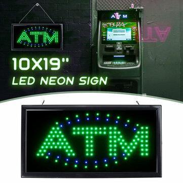 25x48cm Hanging ATM LED Sign Neon Light with Flashing for Business Bar Store EU/US Plug AC100-240V - MRSLM