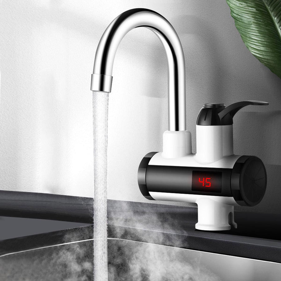 3000W Instant Electric Heating Faucet Cold&Hot Mixer Temperature Digital Display Bathroom Kitchen Single Handle Water Tap - MRSLM