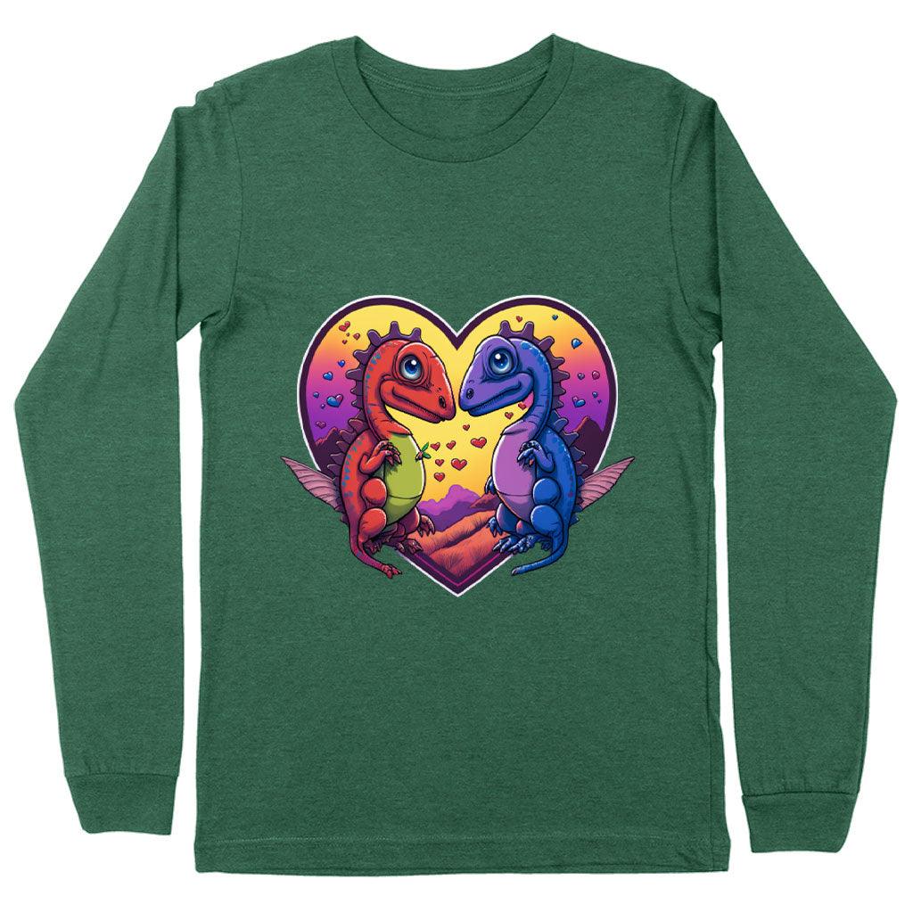 Dinosaurs in Love Long Sleeve T-Shirt - Art T-Shirt - Unique Long Sleeve Tee - MRSLM